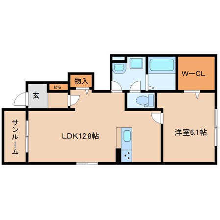 三輪駅 徒歩10分 1階の物件間取画像